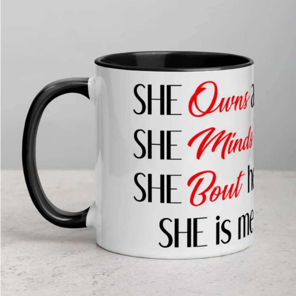 Custom “I am SHE” Graphic Mug-Black